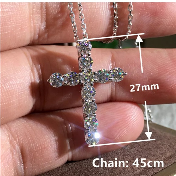 New Cross 925 Silver Women White Sapphire necklace - Picture 2 of 5